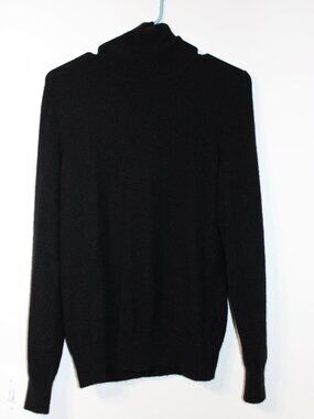 Women's Lands' End 100% Cashmere Black Long Sleeve Turtleneck Sweater